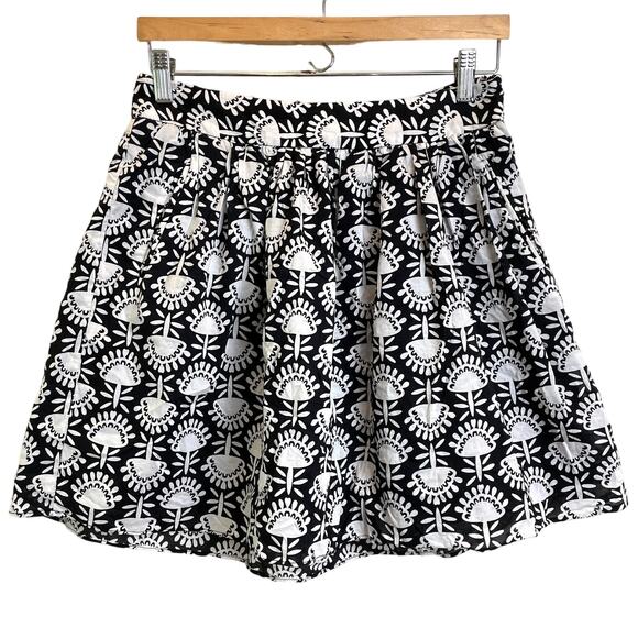 CYNTHIA by Cynthia Rowley B/W Cotton Skirt Sz 4 w 100% Cotton Lining - Picture 1 of 9